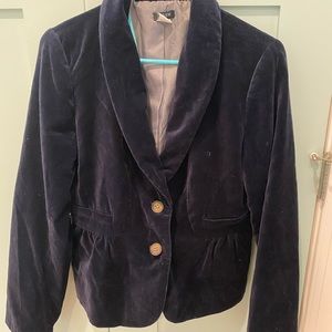 J Crew Navy blue velvet blazer.